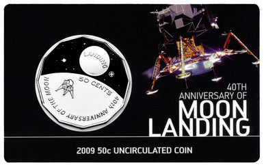 2009 50c 40th Anniversary of The Moon Landing Coloured Uncirculated Coin