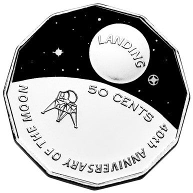 2009 50c 40th Anniversary of The Moon Landing Coloured Uncirculated Coin