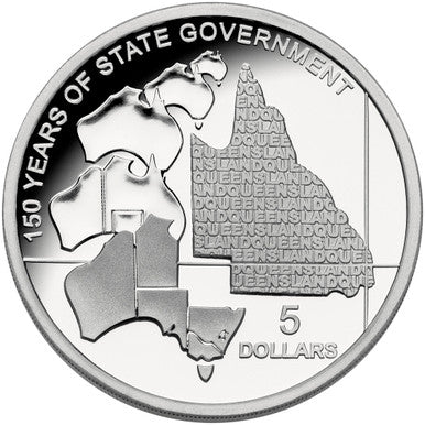 2009 $5 State Government 150 Years of Queensland Silver Proof Coin