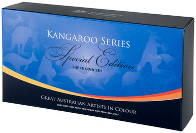 2009 $1 Australian Artist In Colour Kangaroo Special Edition Silver Proof 3 Coin Set