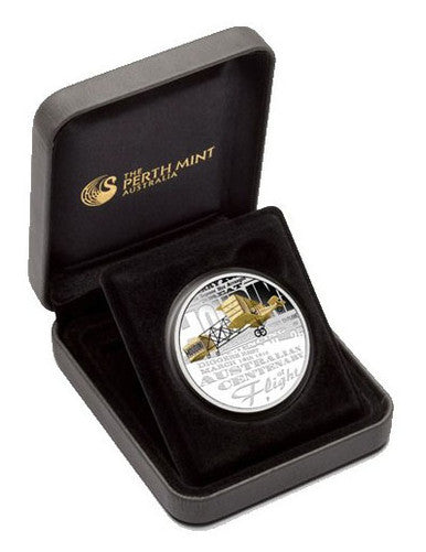 2010 $1 Australian Centenary of Flight 1oz Silver Coloured Proof Coin