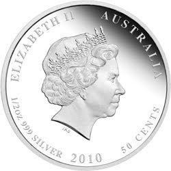 2010 50c Australian Sea Life The Reef Moray Eel 1/2oz Silver Coloured Proof Coin