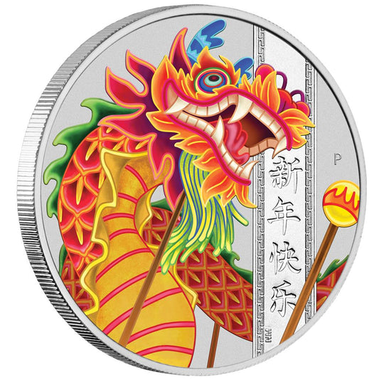 Tuvalu 2019 $1 Chinese New Year 1oz Silver Coloured Coin