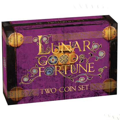 Tuvalu 2019 $1 Lunar Good Fortune Year of The Pig Wealth & Wisdom 1oz Silver Coloured 2 Coin Proof Set