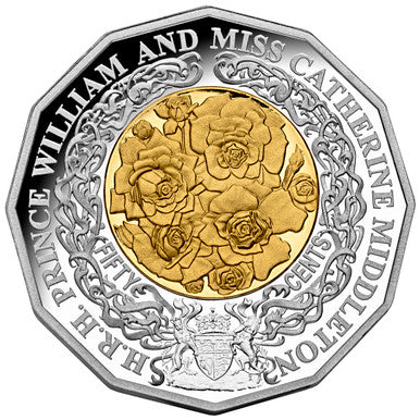 2011 50c Royal Wedding Selectively Gold Plated Silver Proof 2 Coin Set