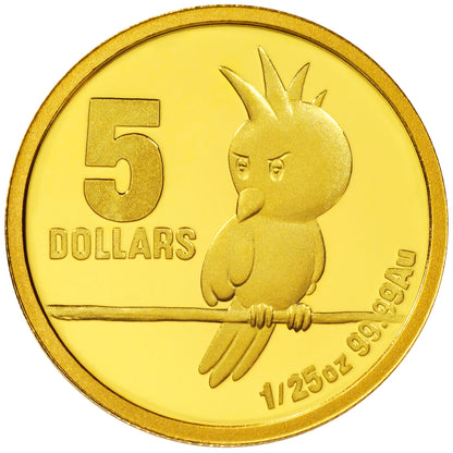 2010 $5 Little Dinkums Kato Cockatoo 1/25oz Gold Proof Coin