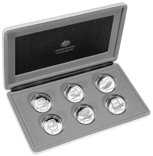 2008-2010 Masterpieces In Silver Flying Through Time Aviation 6 Coin Proof Set