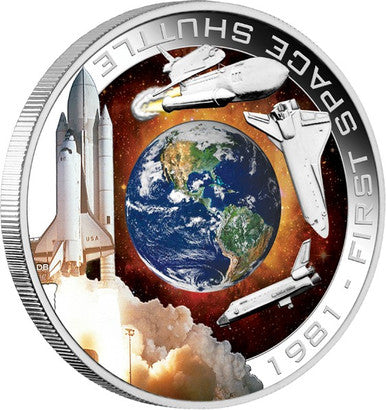 Cook Islands 2010 $1 Orbit and Beyond First Space Shuttle 1oz Silver Coloured Proof Coin