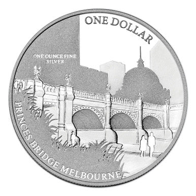 2011 $1 ANDA Melbourne Capital Bridges Princes Bridge 1oz Silver Uncirculated Coin