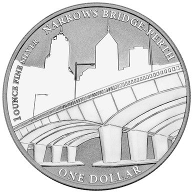 2011 $1 ANDA Perth Capital Bridges Narrows Bridge 1oz Silver Uncirculated Coin