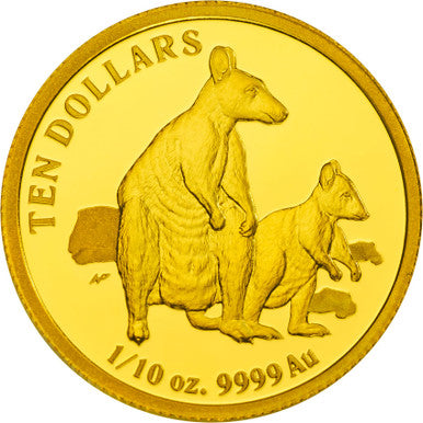 2011 $10 Kangaroo Allied Rock Wallaby 1/10oz Gold Proof Coin