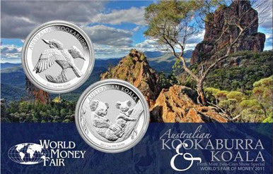 2011 $1 WMF Australian Kookaburra & Koala 1oz Silver Uncirculated 2 Coin Set