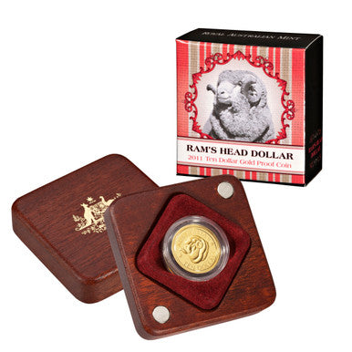 2011 $10 Ram's Head Dollar 1/10oz Gold Proof Coin