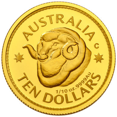 2011 $10 Ram's Head Dollar 1/10oz Gold Proof Coin