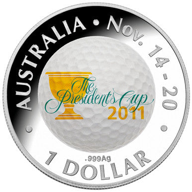 2011 $1 The Presidents Cup 1oz Silver Coloured Proof Coin
