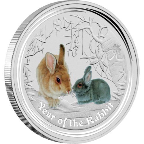 2011 $1 Lunar Year of The Rabbit 1oz Silver Coloured Coin