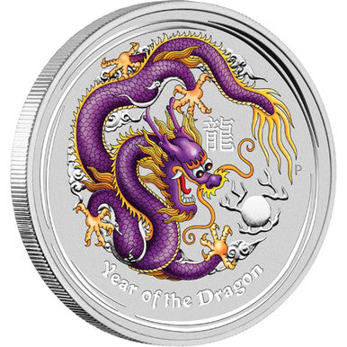 2012 $1 ANDA Brisbane Show Lunar Year of The Dragon 1oz Silver Coloured Coin