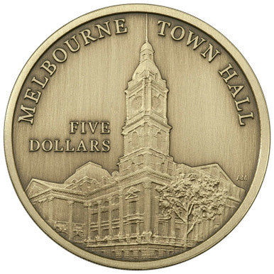 2012 $5 ANDA Melbourne Capital Town Halls Antique Uncirculated Coin