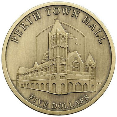 2012 $5 ANDA Perth Capital Town Halls Antique Uncirculated Coin