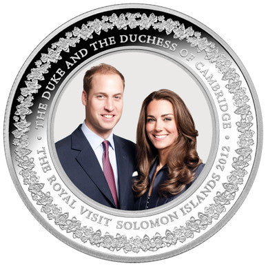 Solomon Islands 2012 $2 Royal Visit of The Duke and Duchess of Cambridge 1oz Silver Coloured Proof C