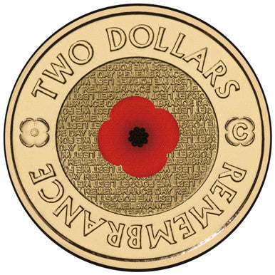 2012 $2 Remembrance Day 'C' Mintmark Coloured Uncirculated Coin