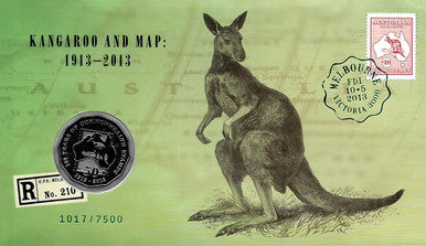 2013 50c Kangaroo and Map with Melbourne Counterstamp 6 PNC Set
