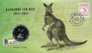 2013 50c Kangaroo and Map with Melbourne Counterstamp 6 PNC Set