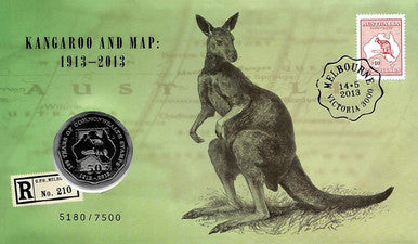2013 50c Kangaroo and Map with Melbourne Counterstamp 6 PNC Set