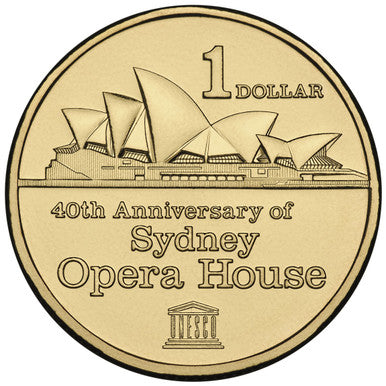 2013 $1 UNESCO 40th Anniversary of The Sydney Opera House Uncirculated Coin