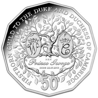 2013 50c Royal Collection First Born Baby of The Duke and Duchess of Cambridge Silver Proof Coin