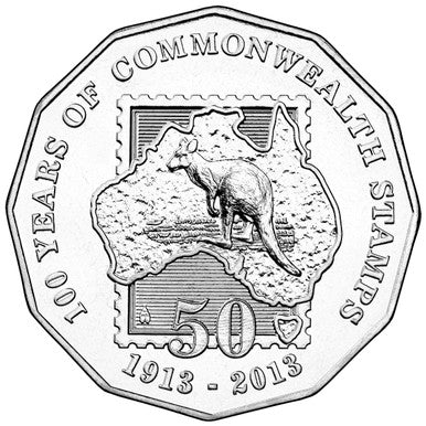 2013 50c 100 Years of Commonwealth Stamps Uncirculated Coin