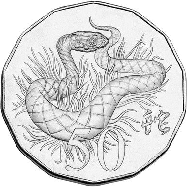 2013 50c Lunar Year of The Snake Tetradecagon Uncirculated Coin with Australia Map Frame