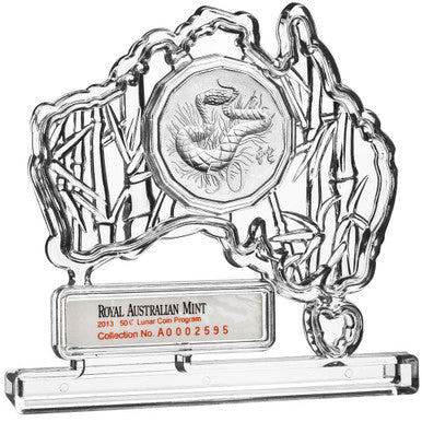 2013 50c Lunar Year of The Snake Tetradecagon Uncirculated Coin with Australia Map Frame