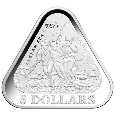 2015 $5 ANZAC Centenary Silver Proof Triangular Shaped Coin