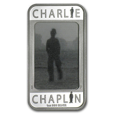 Tuvalu 2014 $1 Charlie Chaplin 100 Years of Laughter 1oz Silver Lenticular Rectangle Coin