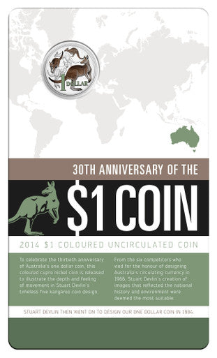 2014 $1 30 Anniversary of The $1 Coloured Uncirculated Coin