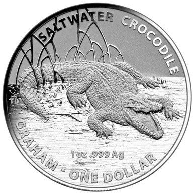 2014 $1 Australian Saltwater Crocodiles Graham 1oz Silver Uncirculated Coin