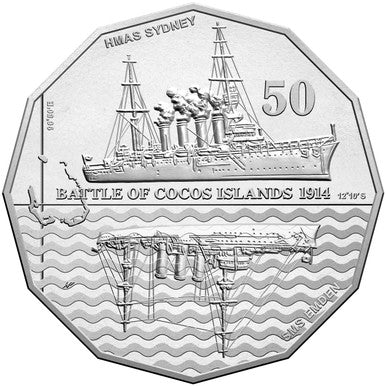 2014 50c Australia At War Battle of Cocos Uncirculated Coin