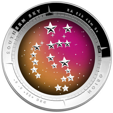 2014 $5 Southern Sky Orion 1oz Silver Coloured Proof Domed Coin