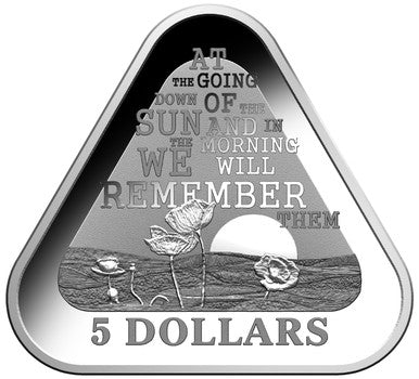 2014 $5 Lest We Forget Silver Proof Triangular Shaped Coin