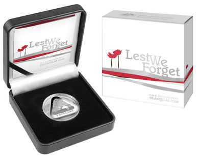 2014 $5 Lest We Forget Silver Proof Triangular Shaped Coin