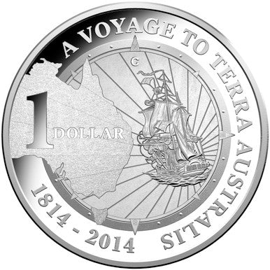 2014 $1 A Voyage To Terra Australis Silver Proof Coin