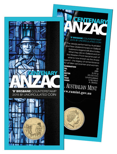 2015 $1 ANZAC Centenary 'B' Counterstamp Uncirculated Coin