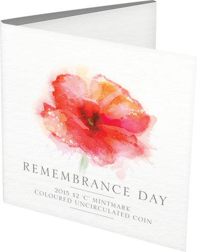 2015 $2 Remembrance Day 'C' Mintmark Coloured Uncirculated Coin