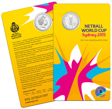 2015 20c Netball World Cup 'S' Mintmark Uncirculated Coin