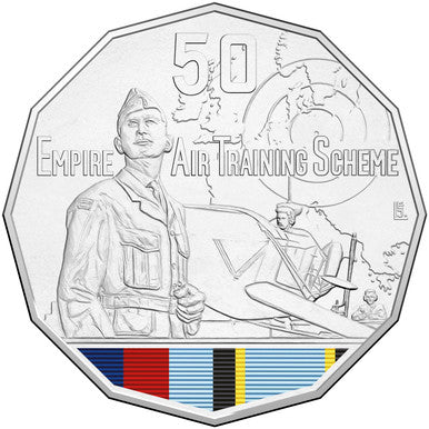 2015 50c Australia At War Empire Air Training Scheme Coloured Uncirculated Coin
