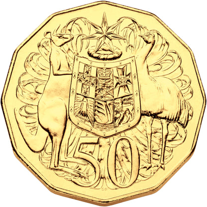 2015 50c Open Day 50th Anniversary of The Royal Australian Mint Gold Plated Uncirculated Coin