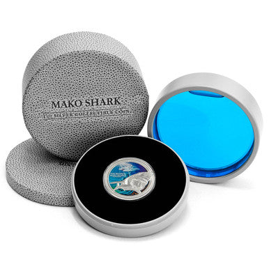 Niue 2016 $2 Ocean Predators Mako Shark 1oz Silver Coloured Proof Coin