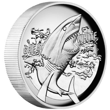2015 $1 Great White Shark 1oz Silver High Relief Proof Coin