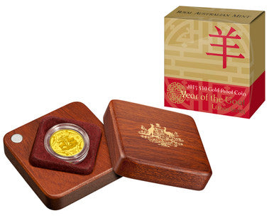 2015 $10 Year of The Goat 1/10oz Gold Proof Coin